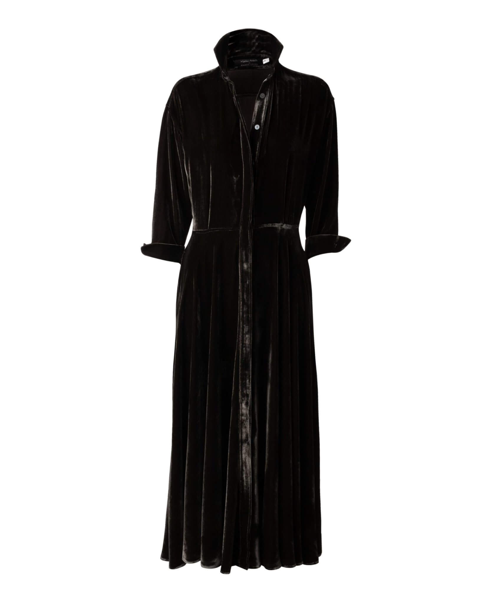 MARINA VELVET DRESS CHOCOLATE - online at Marina Anouilh Gstaad