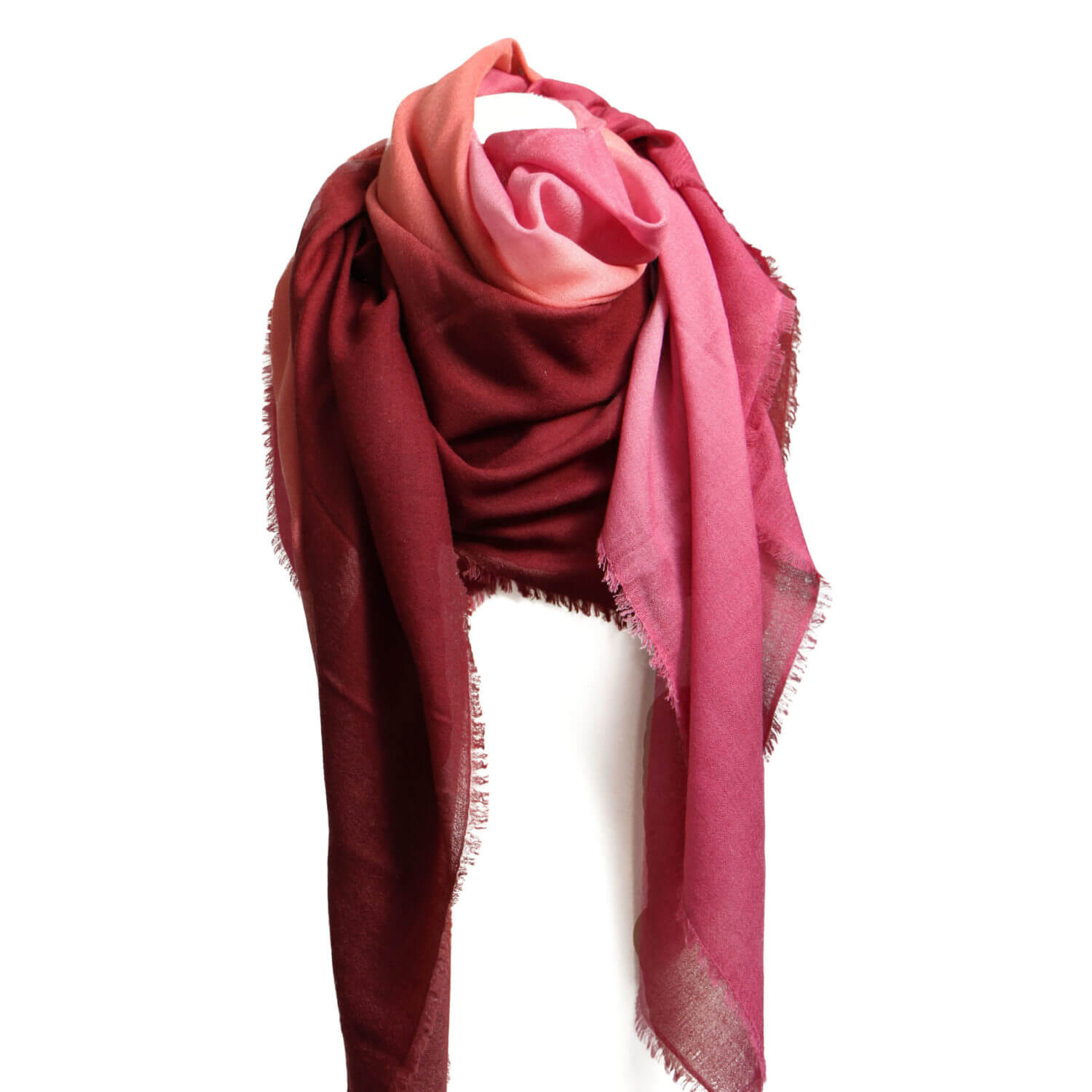 WOOL SILK SCARF RED POMEGRANATE BROWN