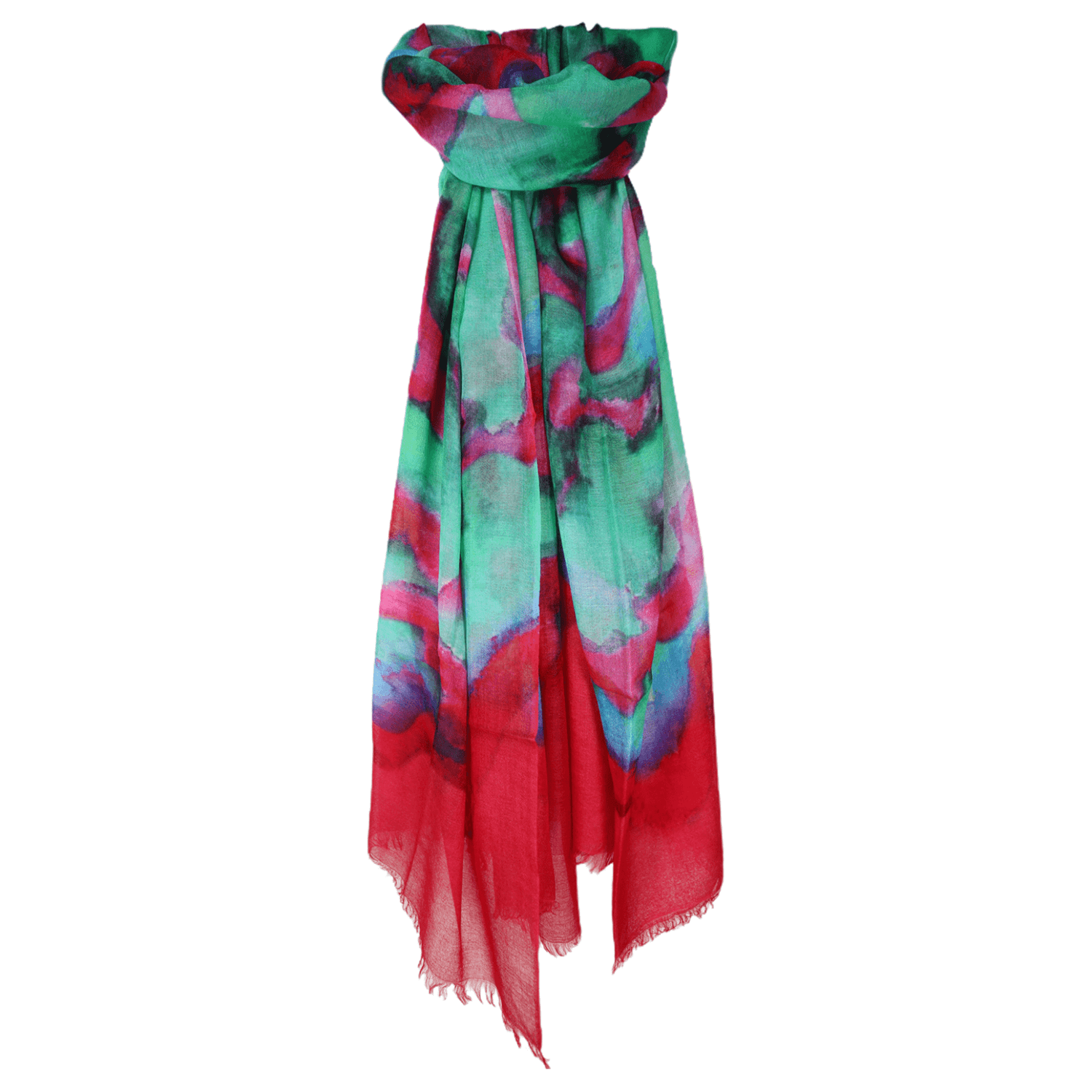 CASHMERE TIE AND DYE SCARF RED MULTI