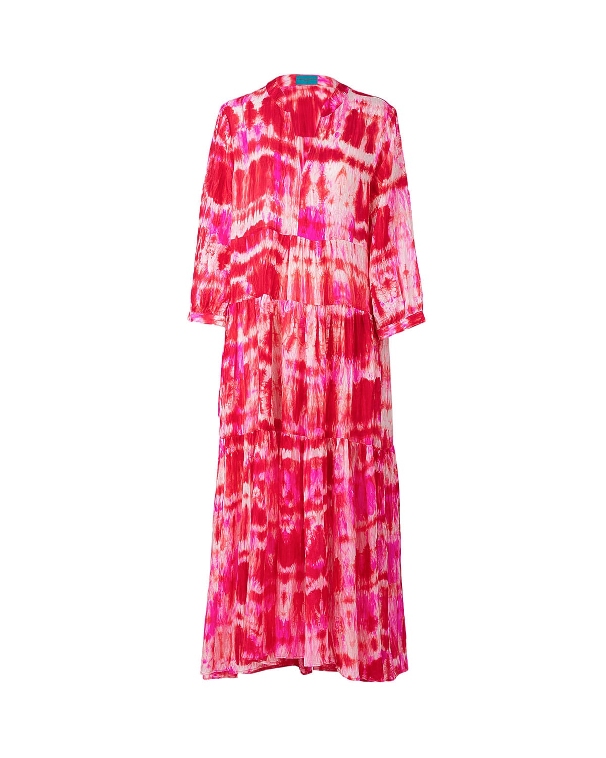 SHIU SILK DRESS TIEDYE FUSCHIA-RED-CREAM