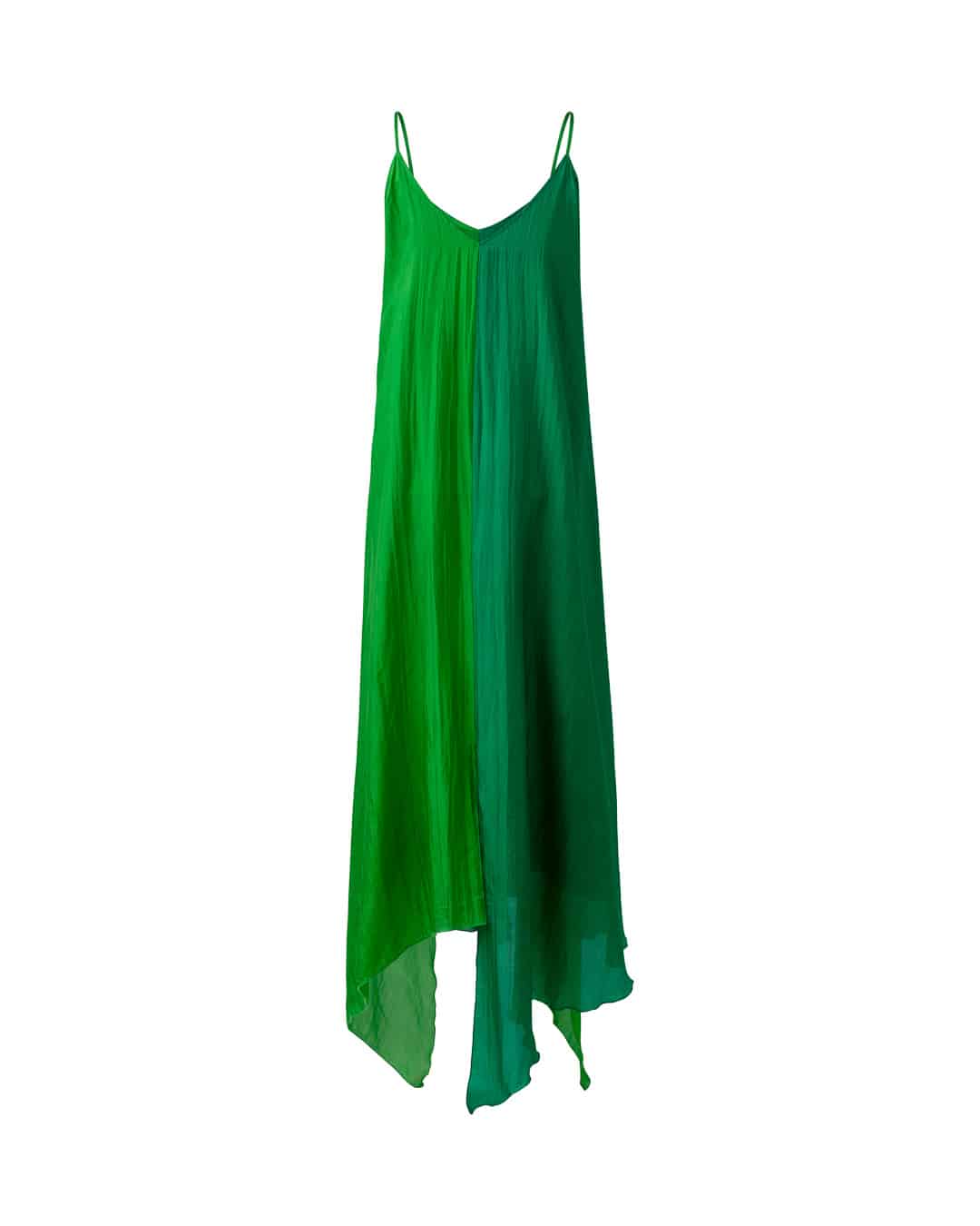 FLARED SLIP SILK DRESS GREEN - Marina Anouilh Gstaad